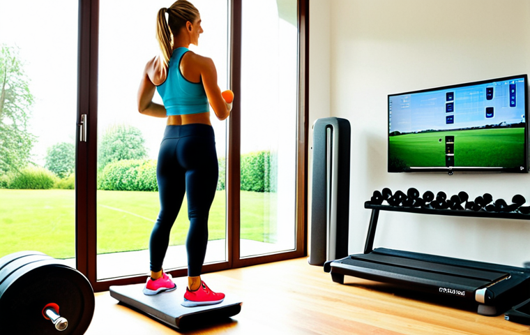 Modern Home Gym with Electronic Stepper**

"A bright and airy modern Dutch home gym. Focus on a fully clothed woman in her 30s, wearing athletic leggings and a sporty top, using a sleek electronic stepper with a digital display showing workout metrics. The background includes other fitness equipment like yoga mats and dumbbells, all neatly organized. Sunlight streams through a large window overlooking a green garden. safe for work, appropriate content, fully clothed, professional photography, perfect anatomy, correct proportions, natural pose, high quality, family-friendly, modest, well-formed hands, proper finger count, natural body proportions, professional setting, safe environment."

**