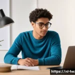 Home 20 체중 감량을 위한 초보자 운동 계획 - **Prompt:** A young adult, male or female, with a friendly and determined expression, is seated at a...