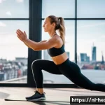 집에서 하는 버피 테스트 운동법 - A fit young Dutch woman performing a standard burpee exercise in a bright, modern gym with large win...